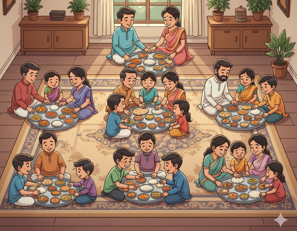 AI generated image of groom's family eating